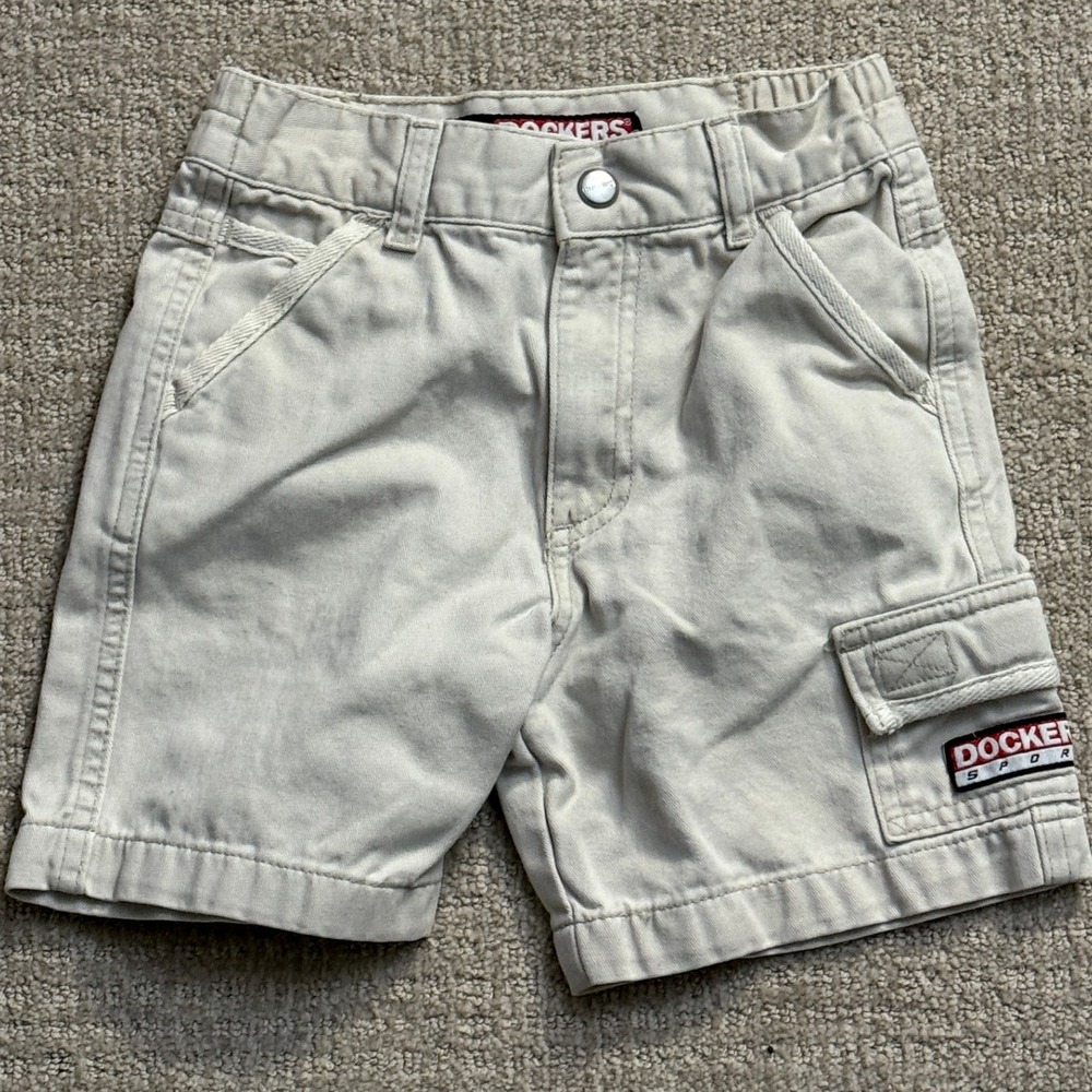 Dockers Sport Khaki Shorts Cargo Pockets Adjustable Waist Kids Size‎ 2T